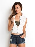 41ZJ5qwOY%2BL. SL160  GUESS Brittney White Denim Vest