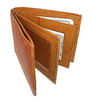 Travel Gear Bag Mens Leather Cowhide Double Flap BiFold Wallet