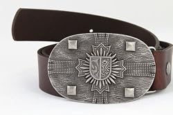 Tobacco Road Brown Leather Belt Royal Shield Belt Buckle