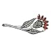 Sterling Silver Marcasite Garnet Cubic Zirconium Rose Brooch