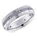 14K White Gold Men's Brushed Satin Diamond Ring