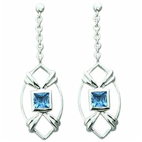 1.50 Ct.T.W. Genuine Princess Cut Swiss Blue Topaz in Pure Sterling Silver... by Peora