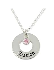 Sterling Silver Personalized Name Necklace - Custom Made Any Name with Birthstones