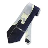 Men's Handmade Tie Random Curves Design Silver and Blue Silk Necktie