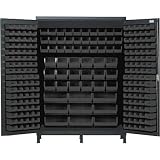 Quantum Storage Cabinet With 227 Bins - 60in. x 24in. x 84in. Size, Black