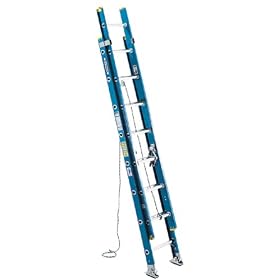 Werner D6024-2 250-Pound Duty Rating Fiberglass Flat D-Rung Extension Ladder, 24-Foot