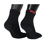 Black Yoga Socks Full Toe with Grips Non-Slip Yoga Socks S/M