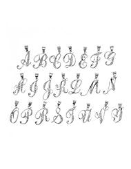Bling Jewelry 925 Silver CZ Cursive Initial Letter L Alphabet Necklace 18in