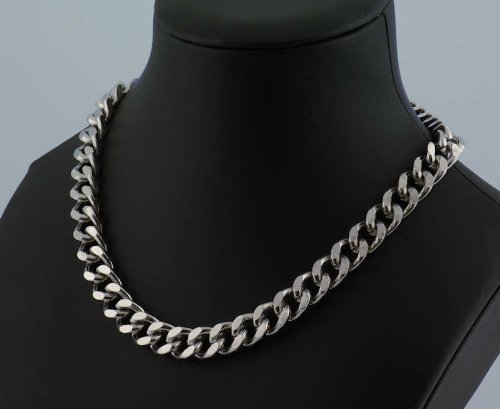 Schwere M&Atilde;&curren;nnerkette LONDON 60 cm lang - Panzerkette Halskette Herren in Edelstahl-Optik nickelfrei Stahlkette Metall Metallkette Kette Halsschmuck M&Atilde;&curren;nnerkette Schmuck f&Atilde;&frac14;r den Mann M&Atilde;&curren;nner Herrenschmuck K&Atilde;&para;nigskette