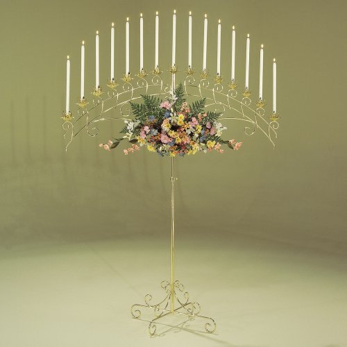 15-Light Fan Floor Candelabra - Brass