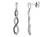 Black and White Diamond Dangling Drop Earrings 1/2 Carat (ctw) in 14K White Gold