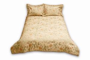 Belledorm Bettwäsche-Set für King Size, Jacquard und Blumenmuster, Antikgold