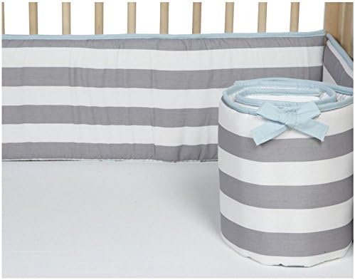 My Baby Sam Crib Bumper, Chevron in Aqua/Gray