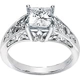 14K White Gold Created Moissanite Engagement Ring
