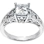 14K White Gold Created Moissanite Engagement Ring