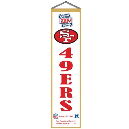 San Francisco 49ers Super Bowl XXIV Champions White Heritage Banner