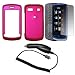 Hot Pink Rubberized Snap-On Cover Hard Case Cell Phone Protector+ LCD Screen Protector + Rapid Car Charger for LG Xenon GR500 [Accessory Export Brand]