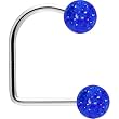 16 Gauge Blue Acrylic Glitter Ball Lippy Loop Labret