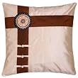 Decorative Handmade Silky Beige & Brown Cushion Cover / Pillow Sham - Sunflower & Ribbon Design