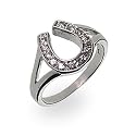 Sterling Silver Cubic Zirconia Lucky Horseshoe Ring