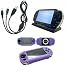 Purple Skin Silicon Cover for Sony Playstation + 2 in 1 Data Cable Charger + Desktop Charger Cradle for Sony PSP