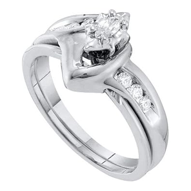 Cheap Girls Jewelry 0.24CT DIAMOND MARQUISE CENTER BRIDAL SET For Sale