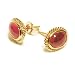 Cabochone Shape Red Ruby Bezel Set in Braided Style Stud Earring 18k Yellow Gold (T.w 2.50)