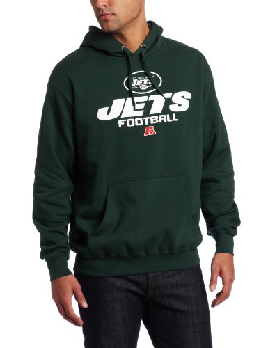 NFL Men's New York Jets Critical Victory V Long Sleeve Hooded Fleece Pullover (Marine Green, Large)