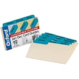 Oxford Manila Card Guides With Laminated Tabs, 3 X 5 Inches, January - December, Blue, 1 Set (03513)