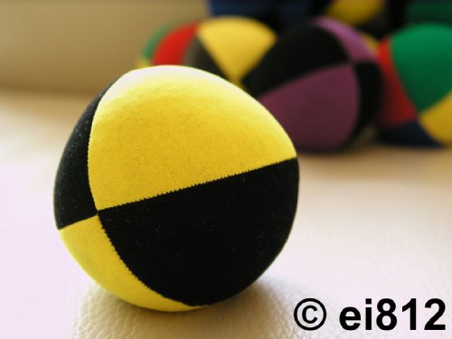 Jonglierball: HENRYS Beanbag Superior (Velours) 67mm - schwarz-gelb