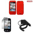 Motorola CLIQ MB200 Combo Solid Red Silicon Skin case Faceplate Cover + LCD Screen Protector + Rapid Car Charger for Motorola CLIQ MB200