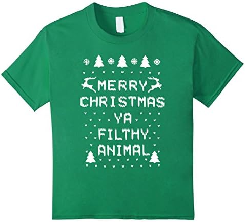 Kids Merry Christmas Ya Filthy Animal T-Shirt Funny Christmas 8 Kelly Green
