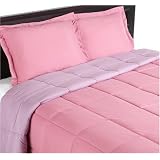 Pike Street Microfiber Reversible Down Alternative Twin Extra-Long Comforter Set, Pink/Lilac