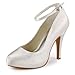 ElegantPark EP11049-IP Women's Pumps Ankle Strap Closed Toe High Heel Platform Satin Wedding Bridal Dress Shoes