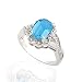 BEAUTIFUL GENUINE BLUE TOPAZ & DIAMOND 14K GOLD RING