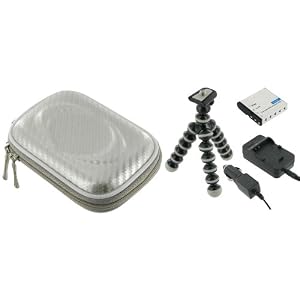 4n1 Hard Shell Case (Candy Silver) / NB-4L AC DC Charger / Battery / Tripod for Canon PowerShot SD780IS Digital Camera Silver