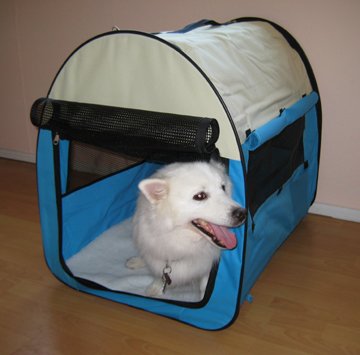 Blue - Designer Portable Pet Home Carrier Provides Shelter Anywhere Pet Goes - Large