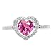 10k White Gold Heart-Shaped Created Pink Sapphire with Diamond Heart Ring