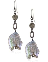 Deanna Hamro Atelier "Canne" Fresh Water Silver Sage Pearl Drop Earrings