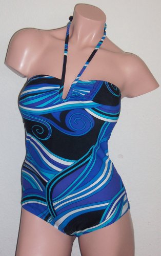 Gottex Profile Halter Tank Swimsuit E6112019 Blue