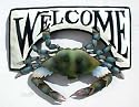 Painted Metal Blue Crab Welcome Sign - 15" x 17"