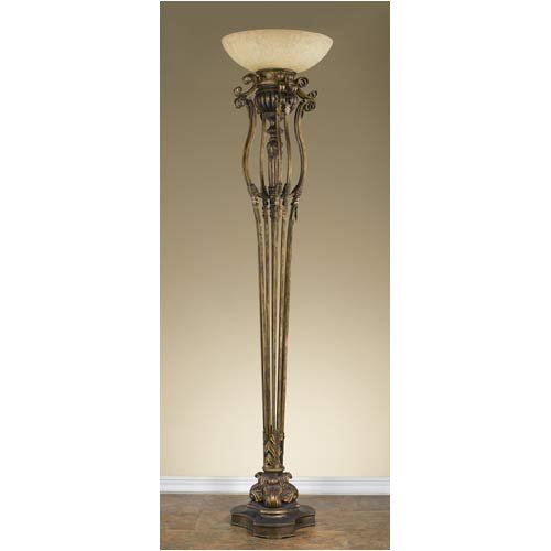 Murray Feiss Viola Leaf Firenze Gold One-Light Torchiere Floor Lamp
