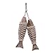Antique Wood Fish Decor Ornament Wall Hanging Wooden Fish Decorations for Home Nautical Theme 2 Pieces