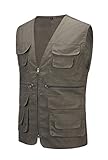 Geval Cotton Men's Multiple Pockets Photography Director Work Vest(Dark Grey,S)