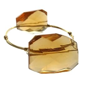Susan Hanover Designs Synthetic Citrine Quartz 2 Stone Wire Wrapped Gold-Tone... by