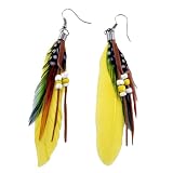 Fashion Yellow Dangle Feather Earrings, #23