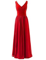 V-neck Chiffon Pleated Tank Bridesmaid Dress/Prom Dress 