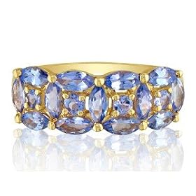 Tanzanite Jewelry: Fancy Shape Tanzanite Puzzle Band in 14k Yellow Gold | Fine... by 