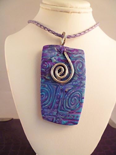 Striking ultra lightweight purple, blue and silver color Mokume Gane necklace