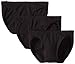Hanes Ultimate Women's 3-Pack Cotton Stretch Bikini Panties, Black, 6